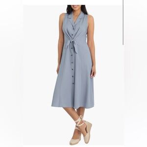 London Times Drapey Denim Shirtdress